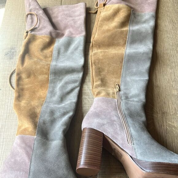 Free People Echo Platform Over-The-Knee Boots Soft Pieced Leather Patches US 7.5 - Picture 6 of 12